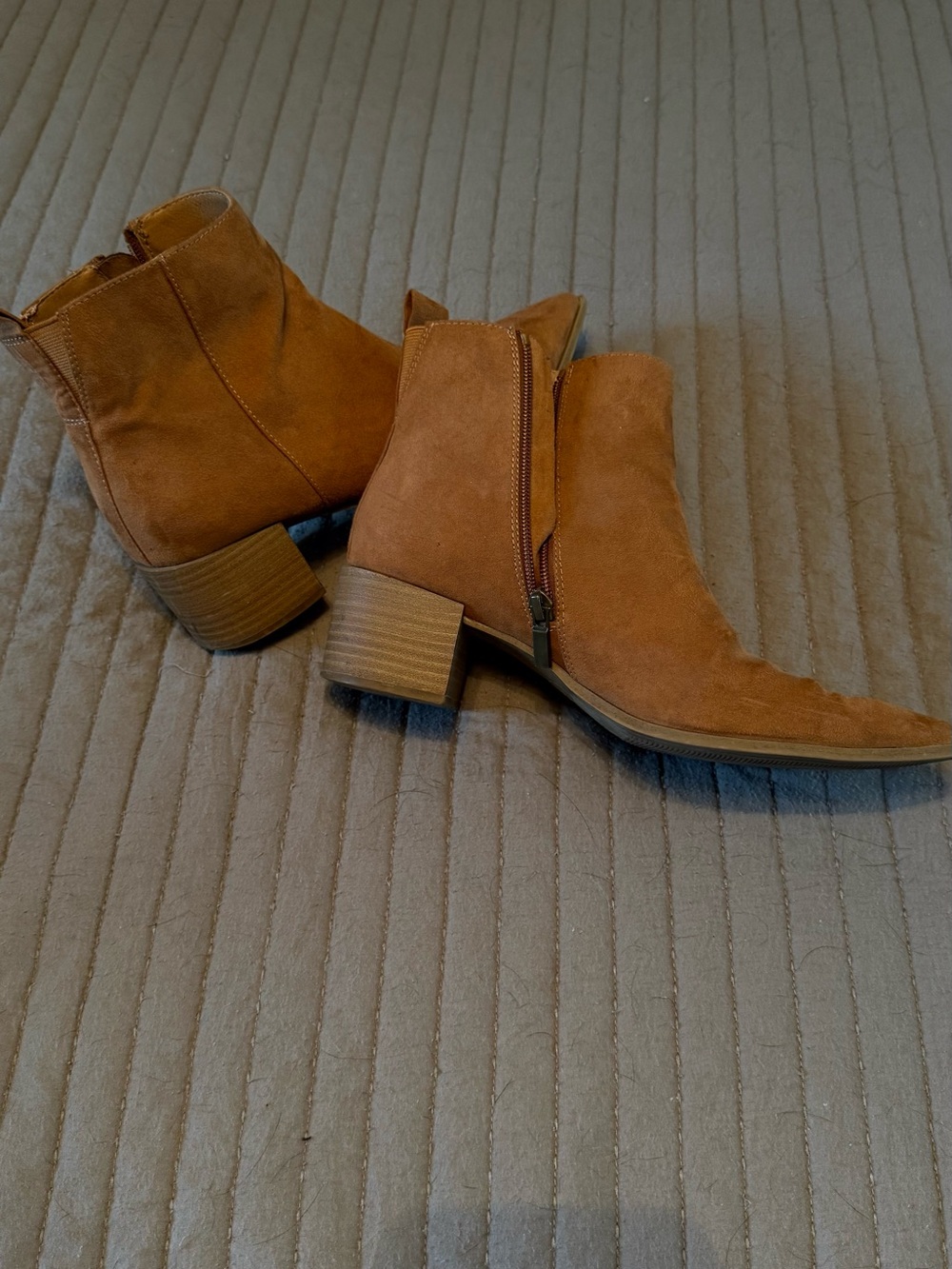 Universal Thread Suede Ankle Booties in Cognac Brown